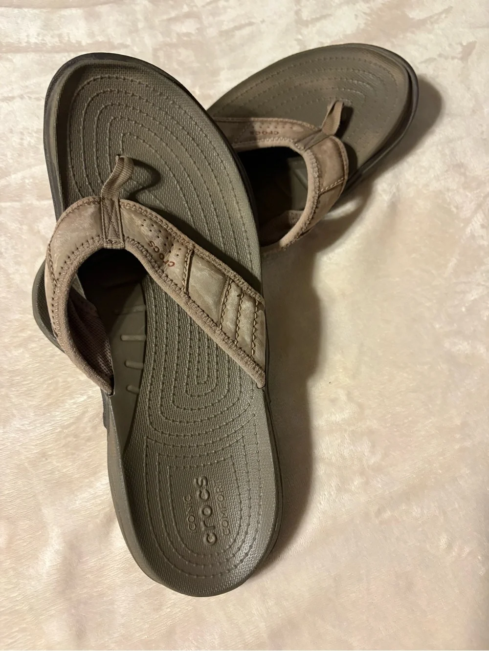 CROCS Men's Taupe Brown Sport Flip Sandals